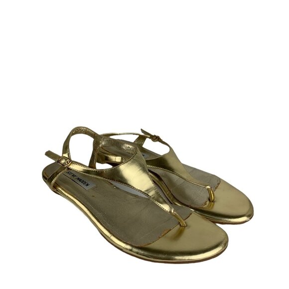 Steve Madden Gold Thong Slingback Sandals Size 8 - Picture 1 of 8